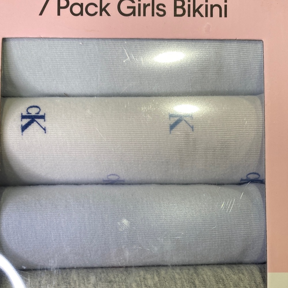 Calvin Klein Girls' Bikini Underwear 7-Pack - Blue Grey and White - Picture 4 of 7